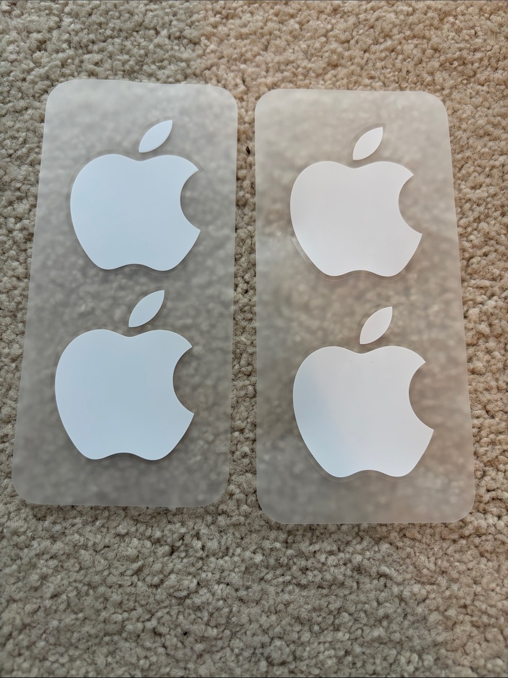 Apple White Logo Sticker Pair on Clear Backing